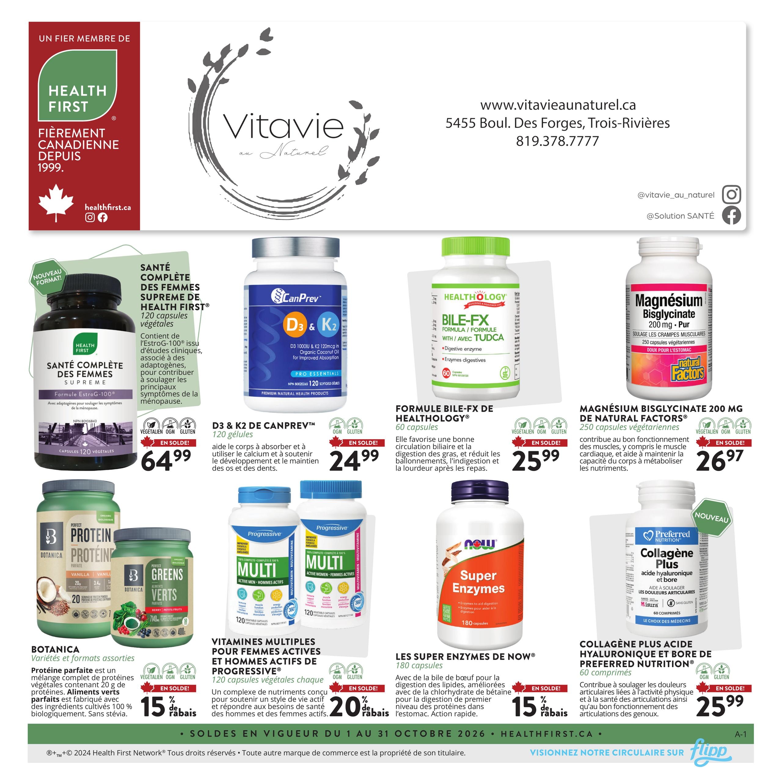 Vitavie au Naturel flyer page 1