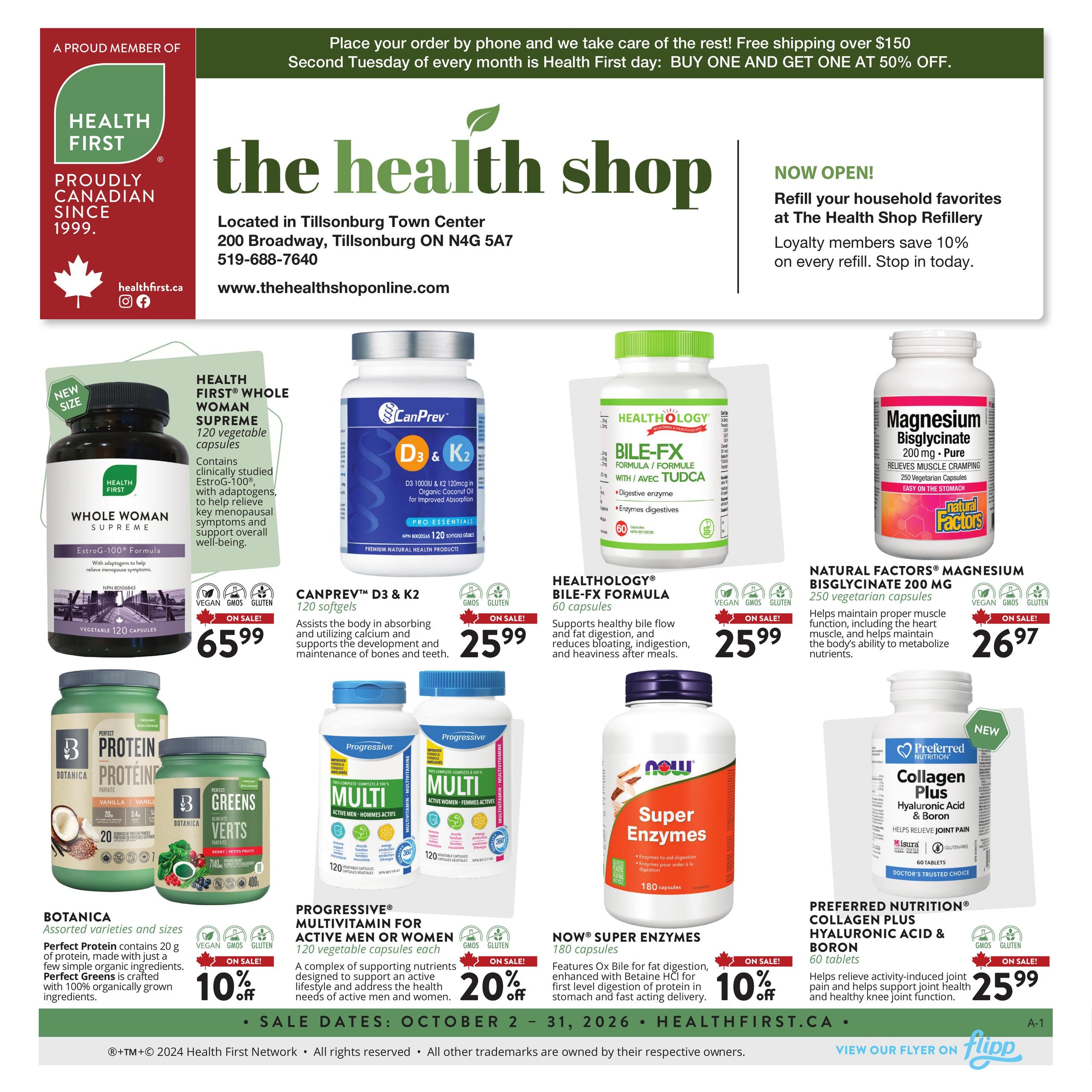 The Health Shop flyer page 1