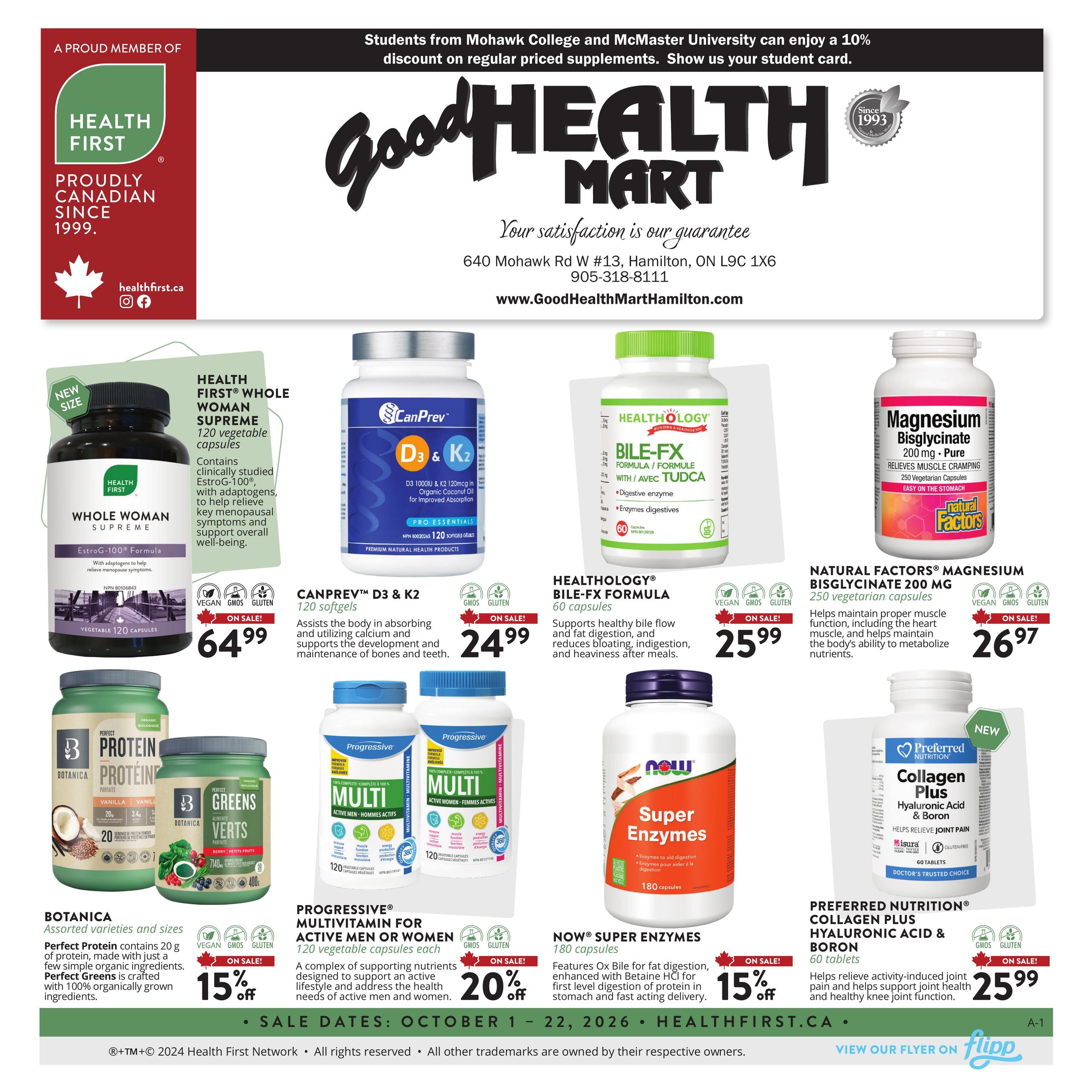 Good Health Mart Hamilton flyer page 1