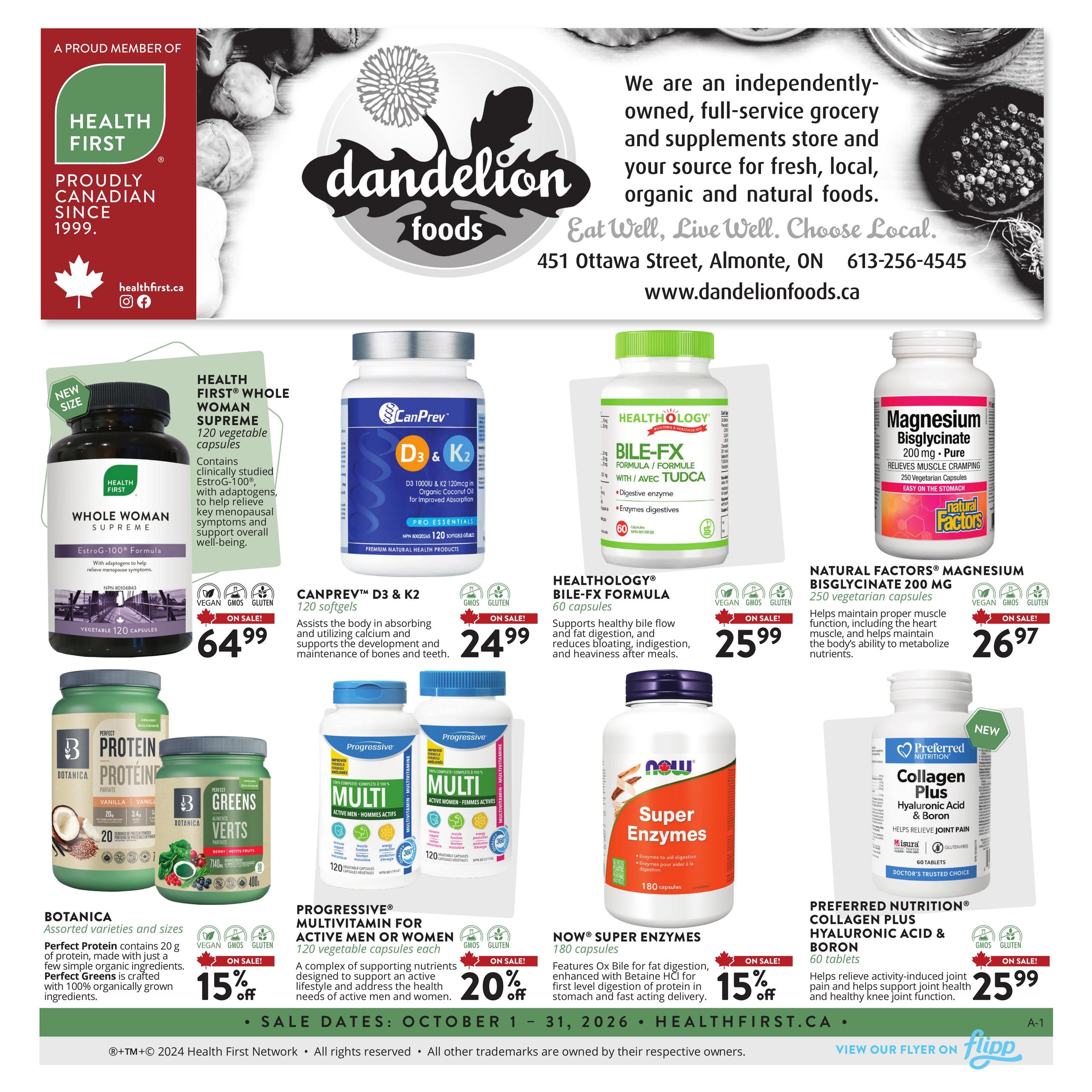 Dandelion Foods flyer page 1