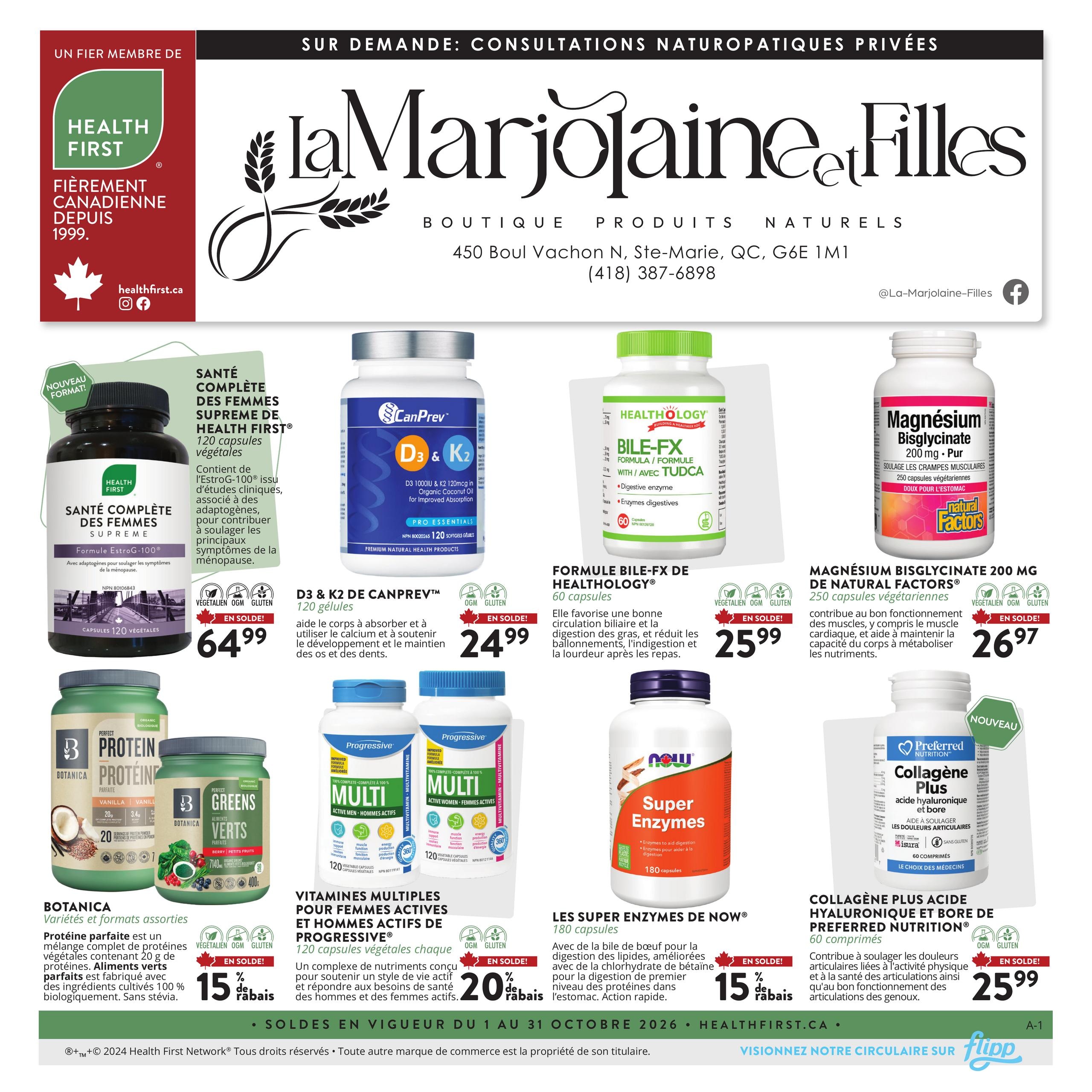 La Marjolaine et Filles flyer page 1