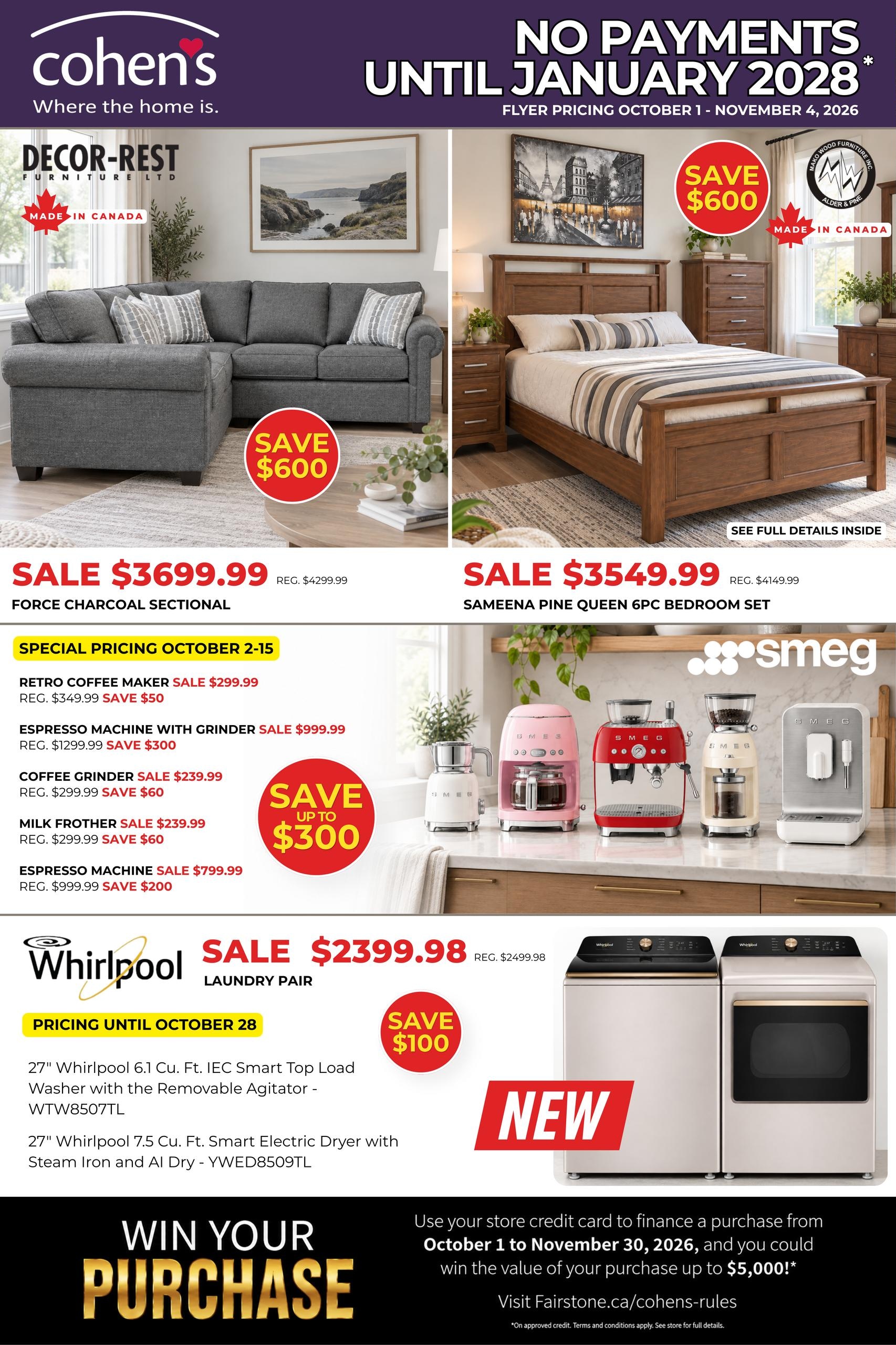 Cohen's Home Furnishings flyer page 1