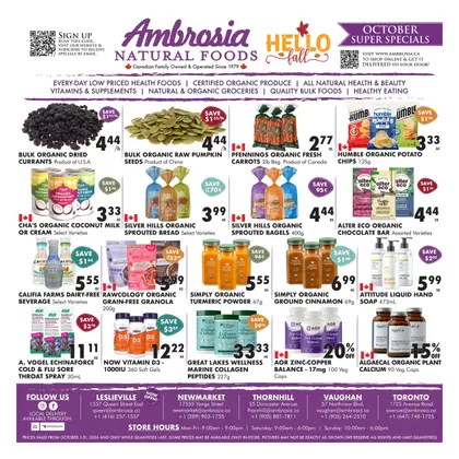 Ambrosia Natural Foods October Super Specials