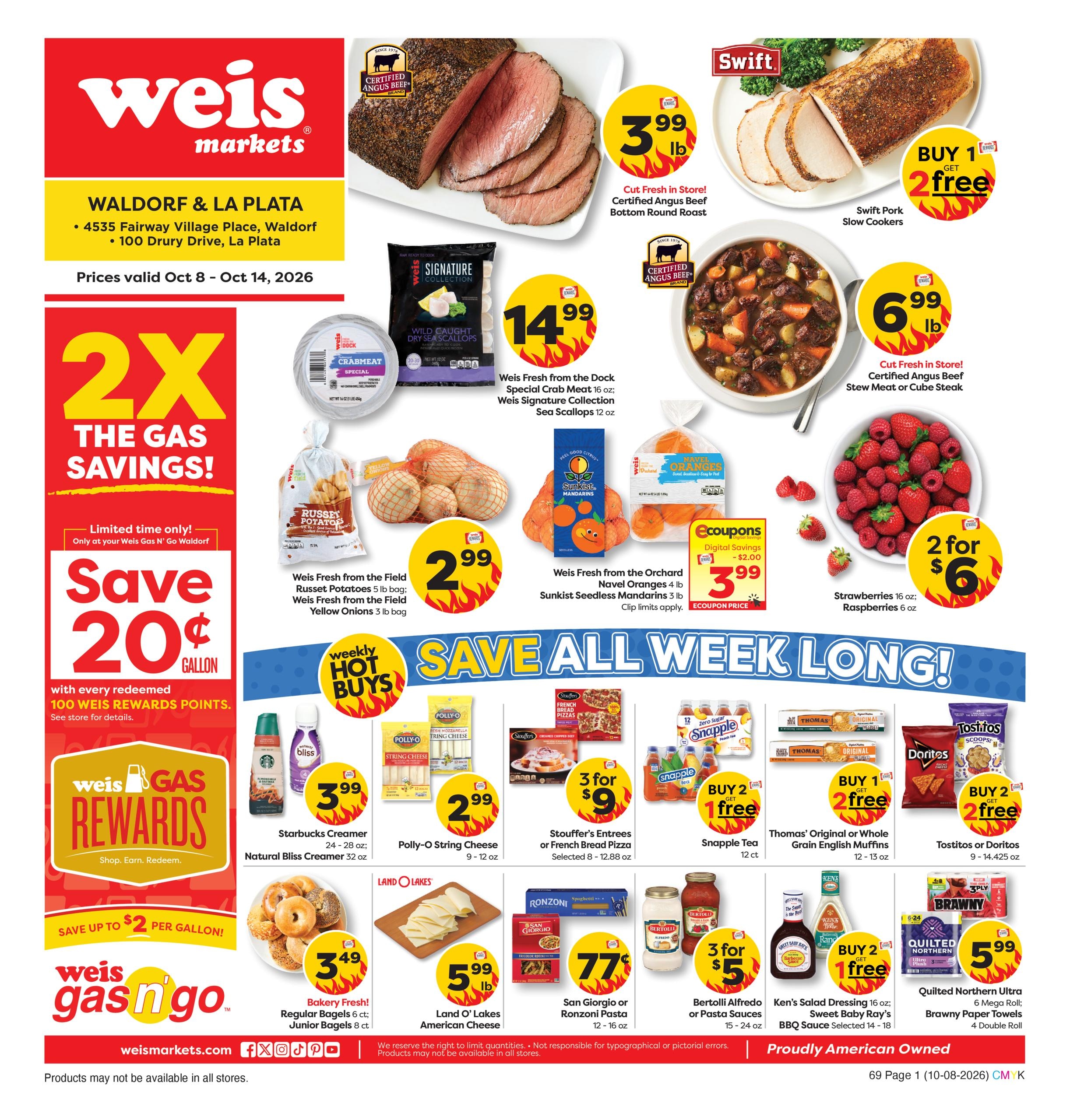 Weis Markets weekly ad page 1