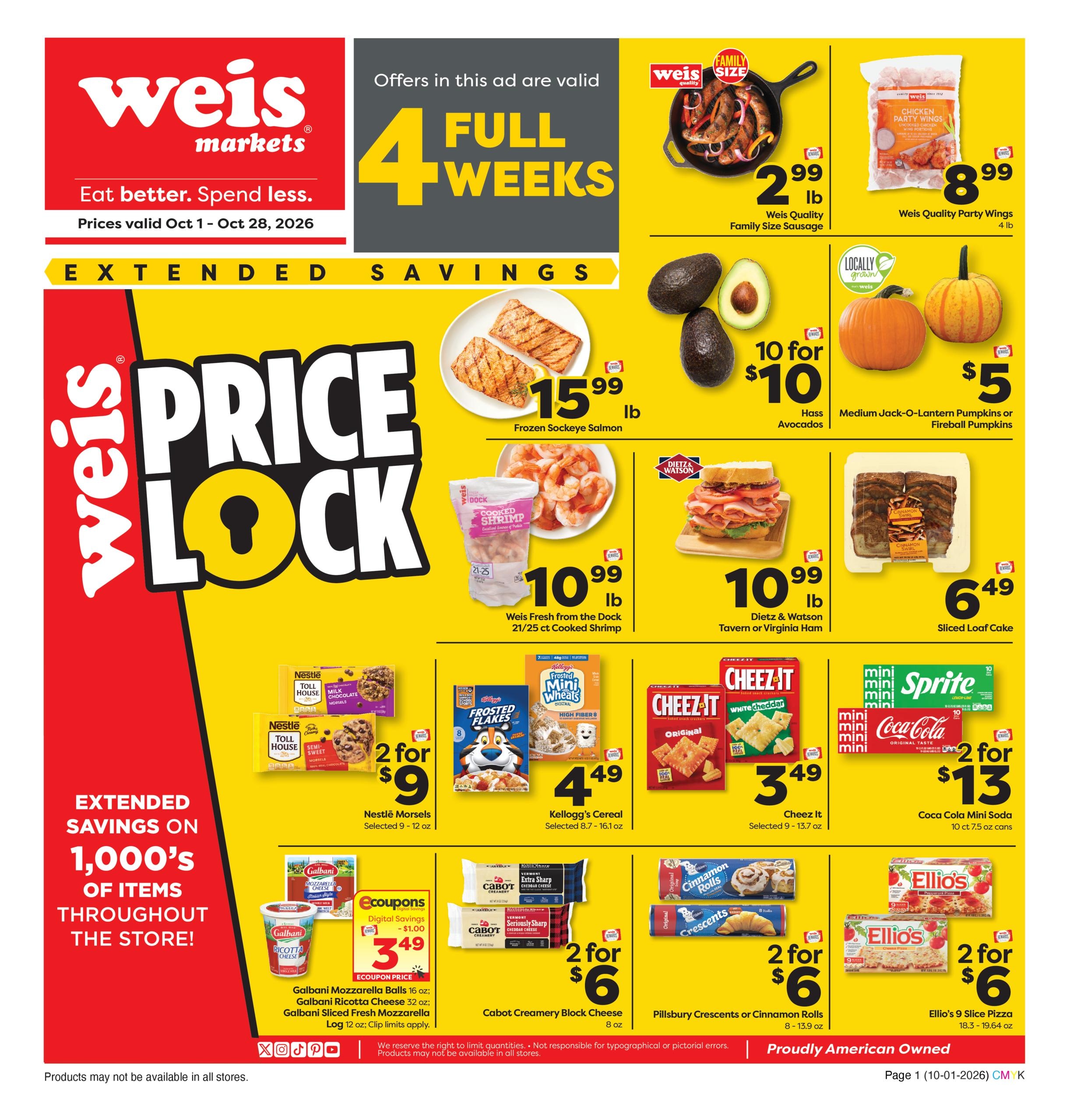 Weis Markets weekly ad page 1
