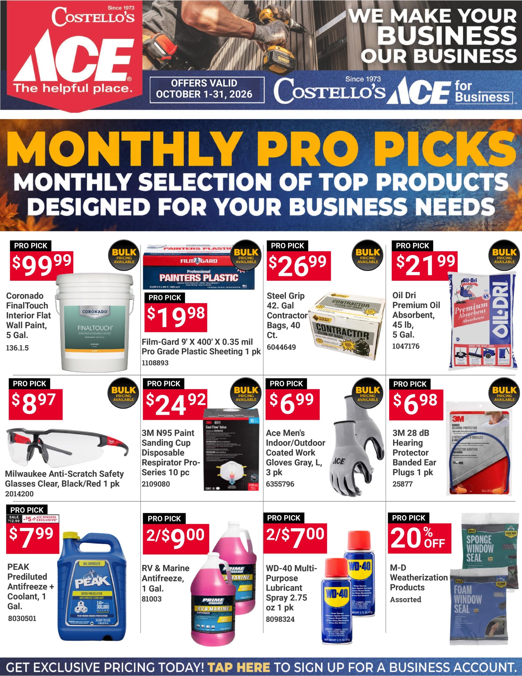 Costello's Ace weekly ad page 1