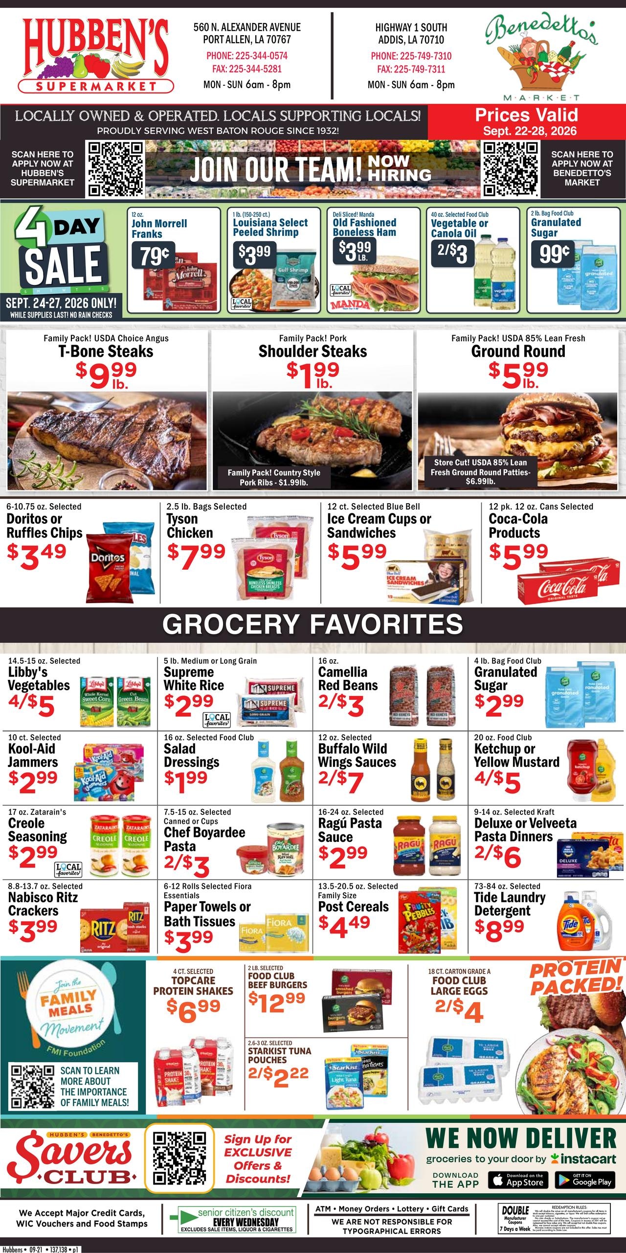 Hubben's Supermarket weekly ad page 1