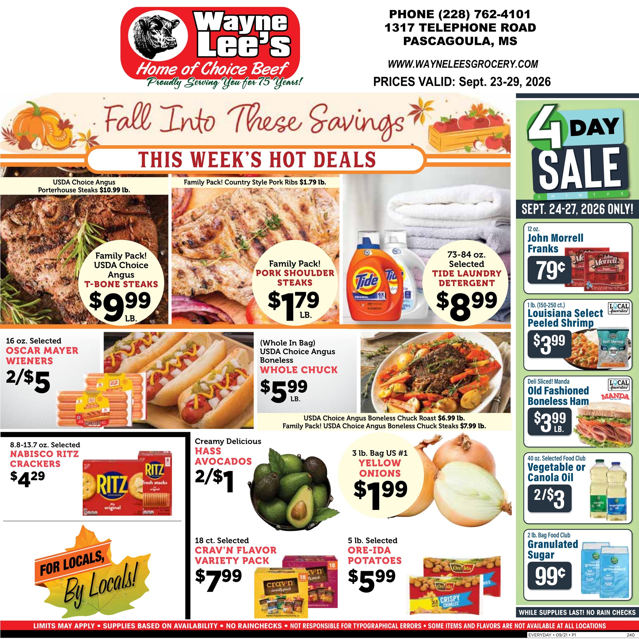 Wayne Lees Grocery weekly ad page 1