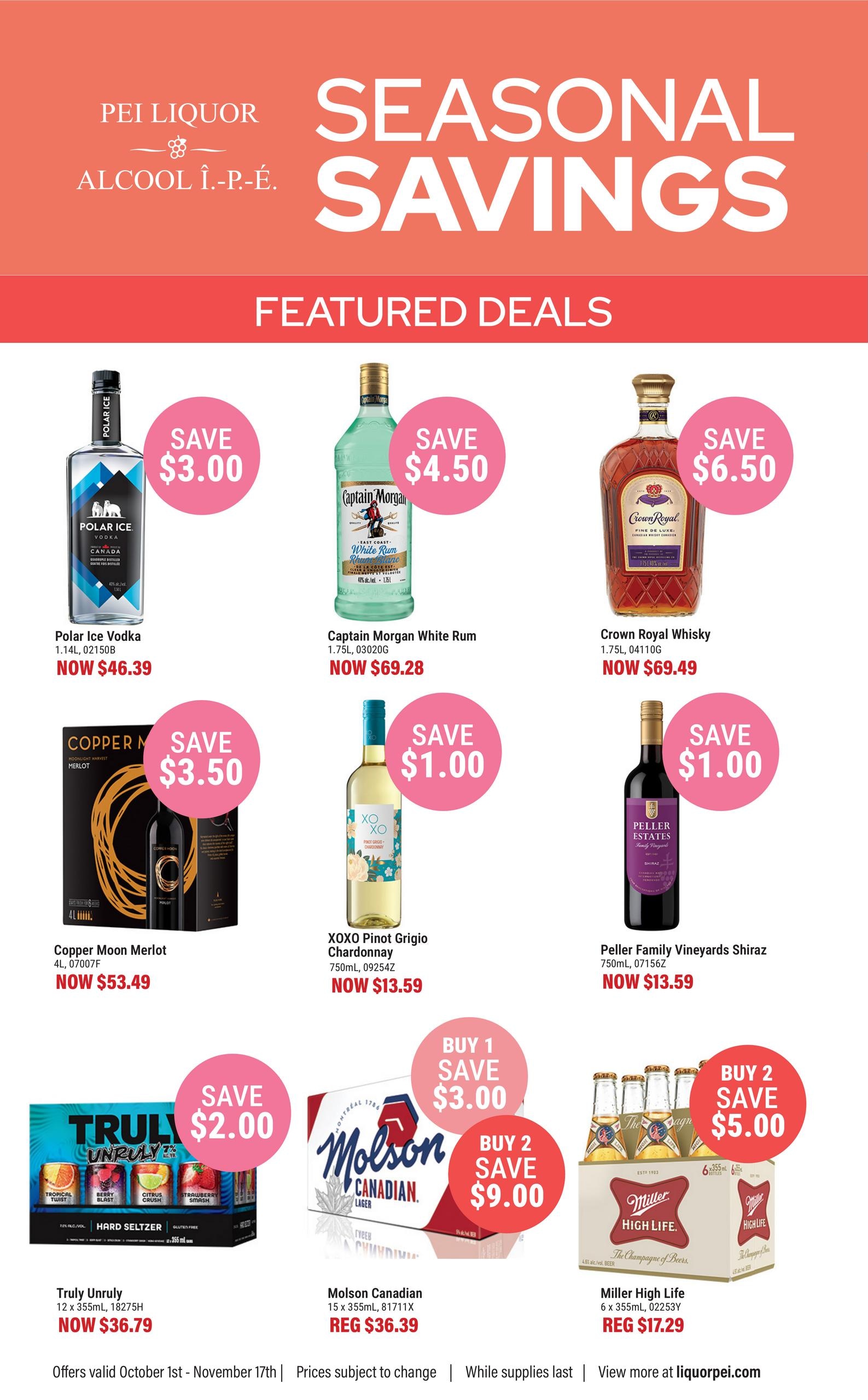 PEI Liquor flyer page 1