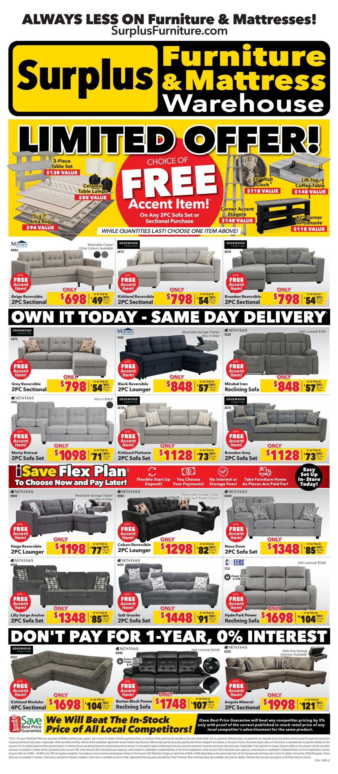 Surplus Furniture & Mattress Warehouse flyer page 1