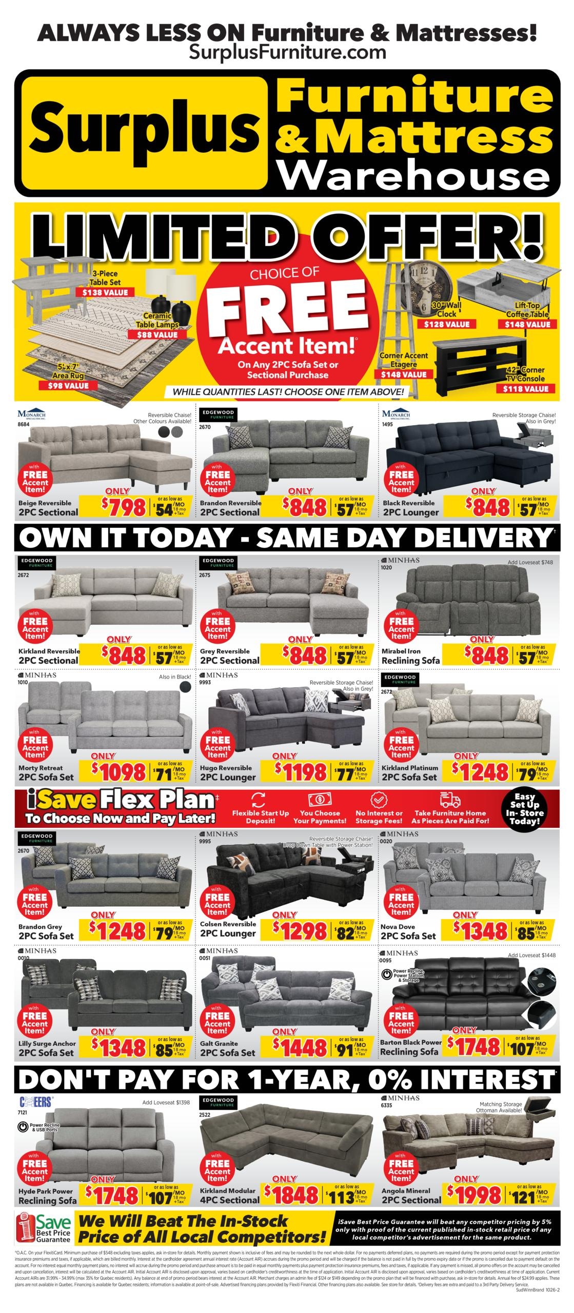 Surplus Furniture & Mattress Warehouse flyer page 1