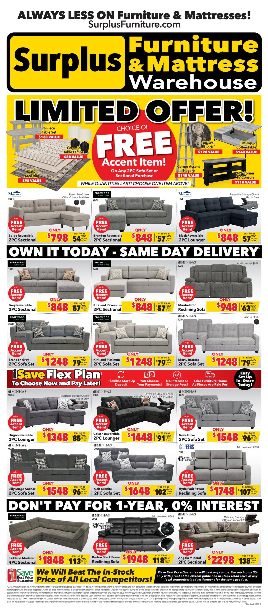 Surplus Furniture & Mattress Warehouse flyer page 1