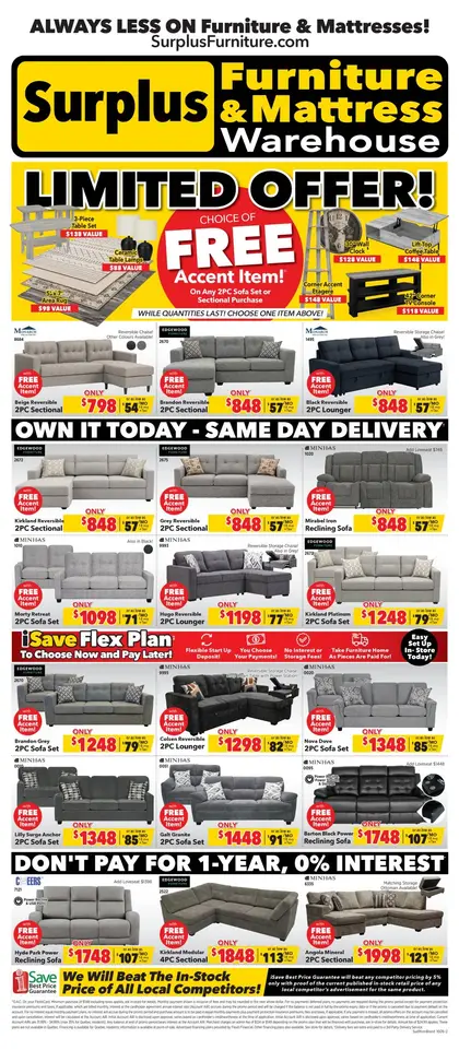 Surplus Furniture & Mattress Warehouse Limited Offer