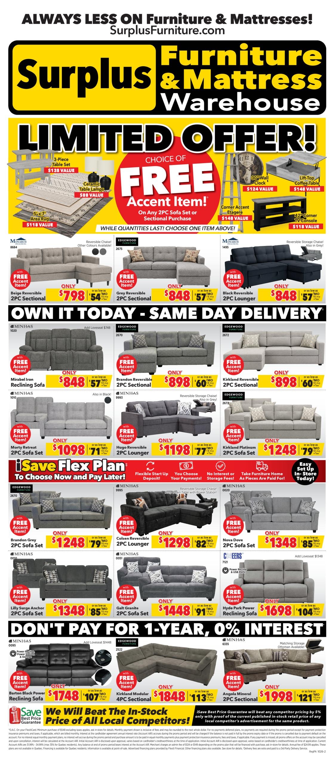 Surplus Furniture & Mattress Warehouse flyer page 1