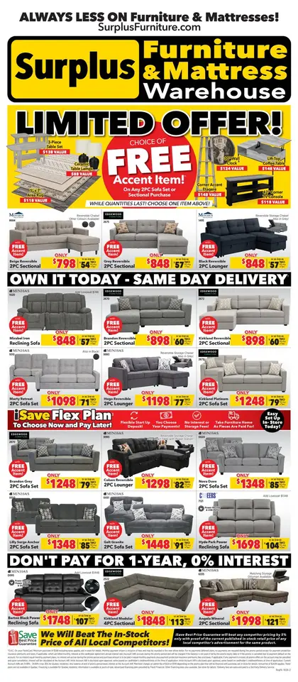 Surplus Furniture & Mattress Warehouse Limited Offer