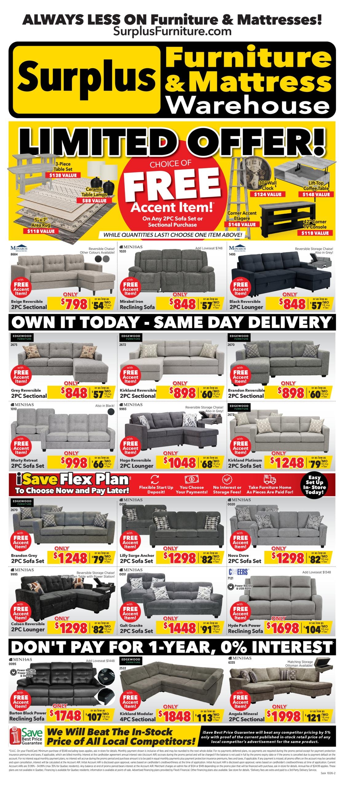Surplus Furniture & Mattress Warehouse flyer page 1