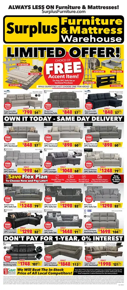Surplus Furniture & Mattress Warehouse Limited Offer