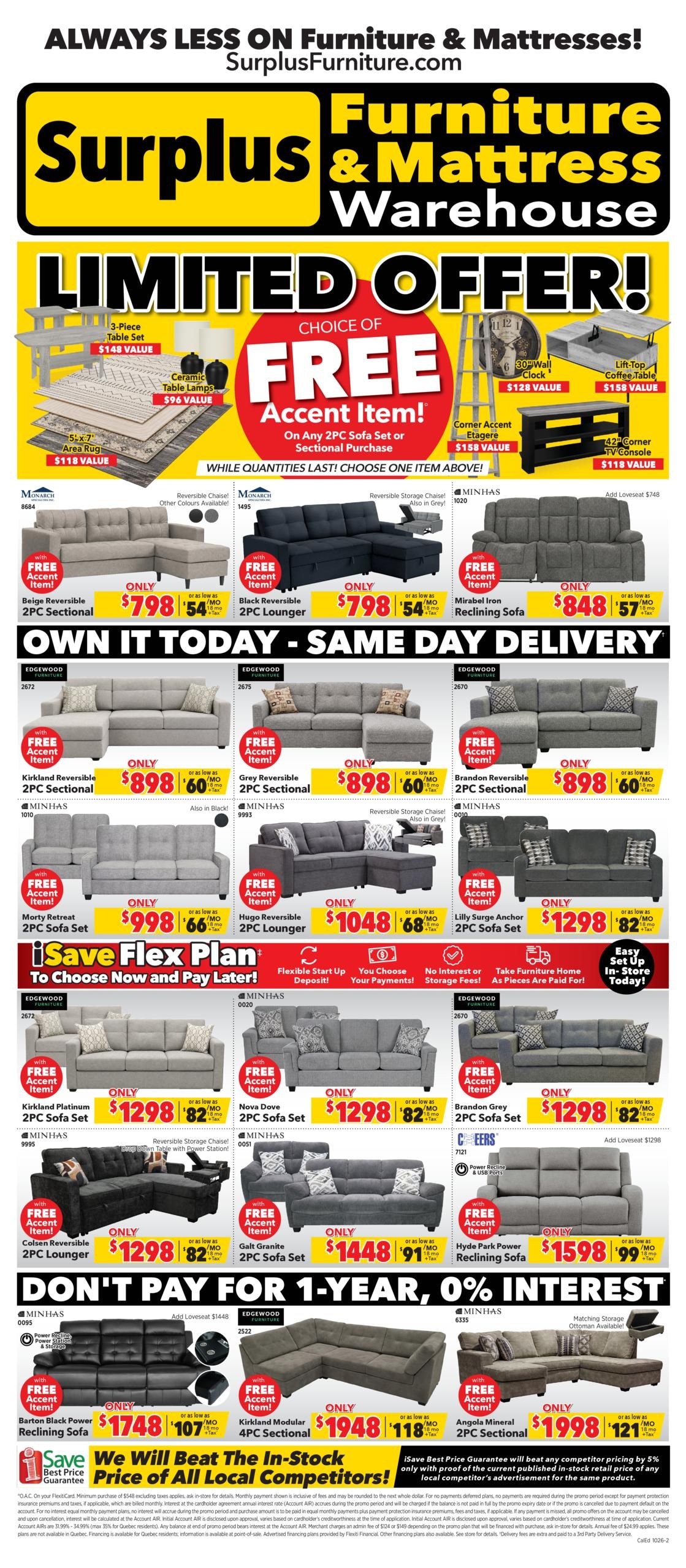 Surplus Furniture & Mattress Warehouse flyer page 1