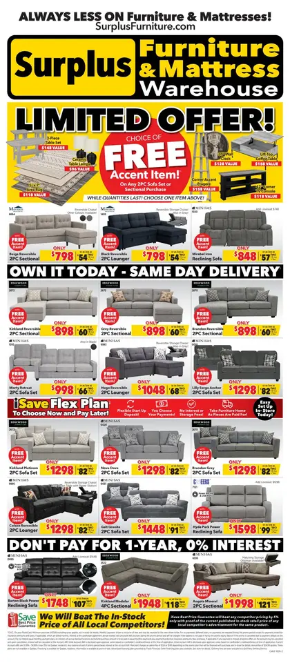 Surplus Furniture & Mattress Warehouse Limited Offer