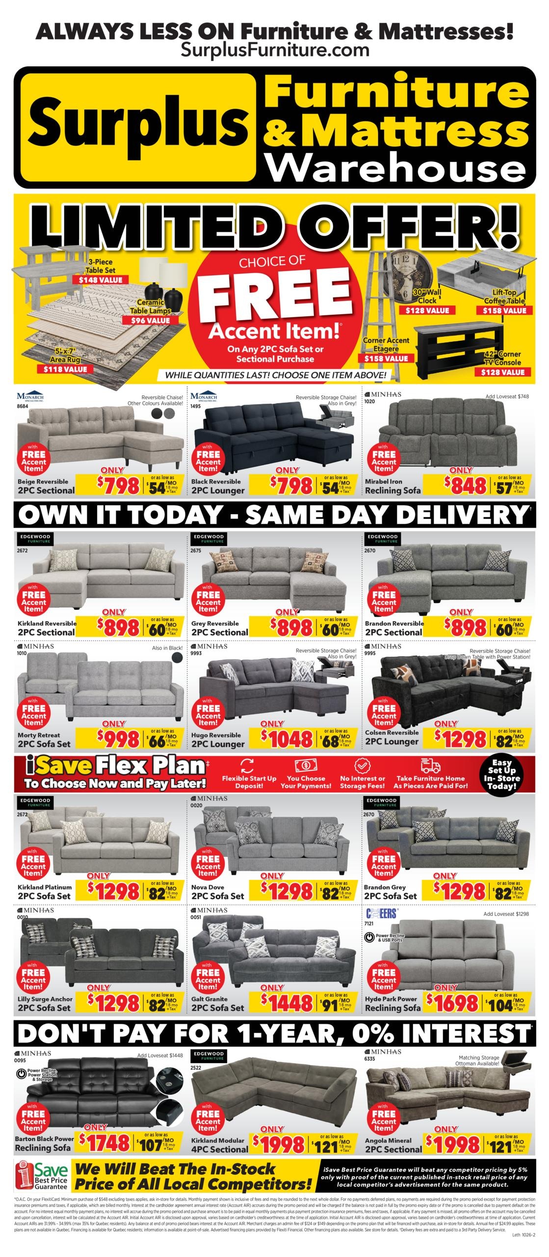 Surplus Furniture & Mattress Warehouse flyer page 1