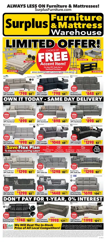 Surplus Furniture & Mattress Warehouse Limited Offer