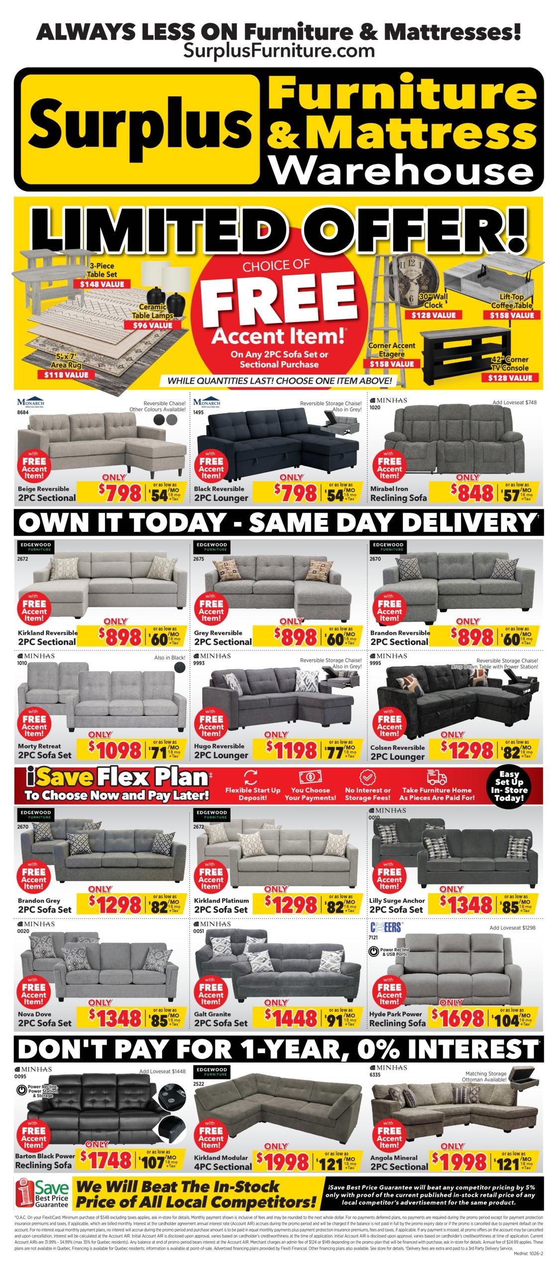Surplus Furniture & Mattress Warehouse flyer page 1