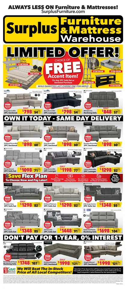 Surplus Furniture & Mattress Warehouse Limited Offer