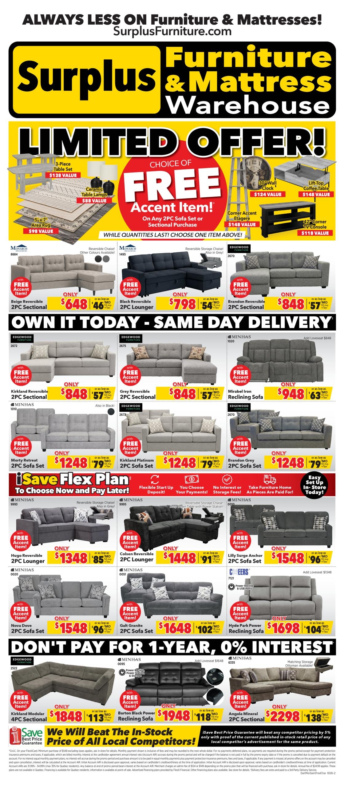 Surplus Furniture & Mattress Warehouse flyer page 1