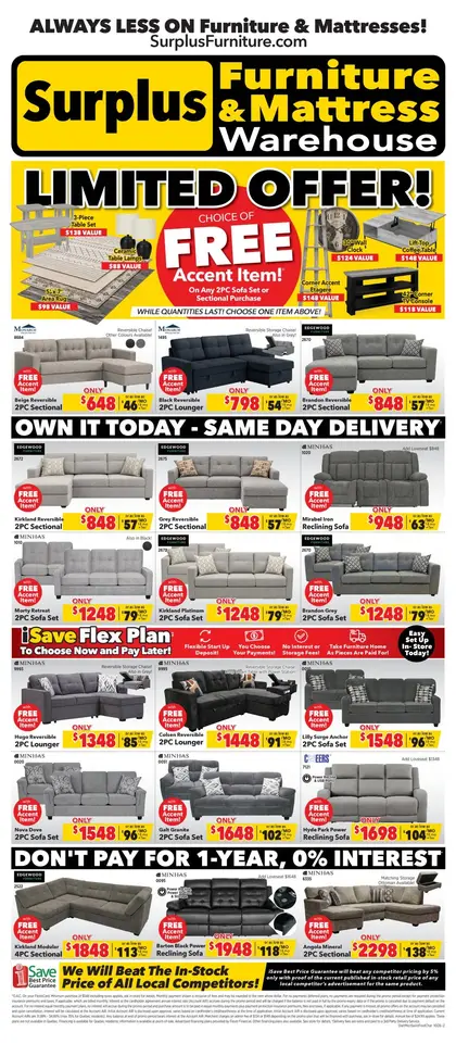Surplus Furniture & Mattress Warehouse Limited Offer