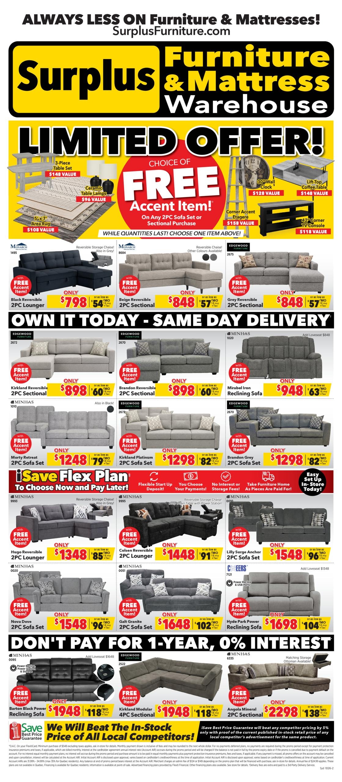 Surplus Furniture & Mattress Warehouse flyer page 1