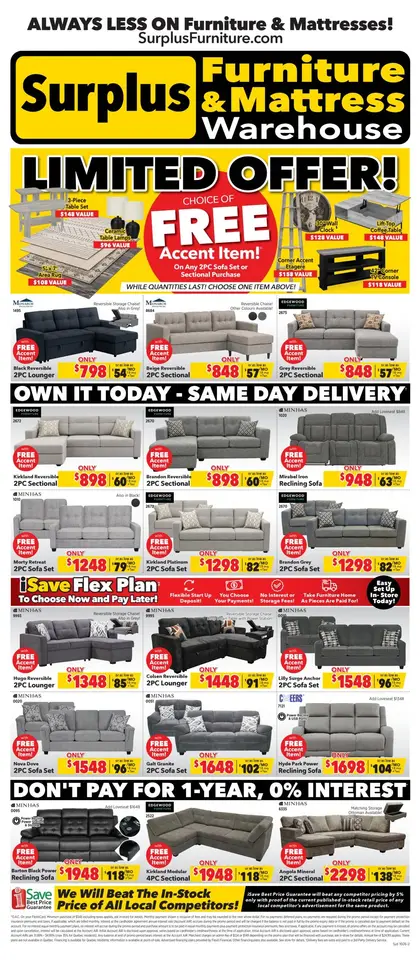 Surplus Furniture & Mattress Warehouse Limited Offer