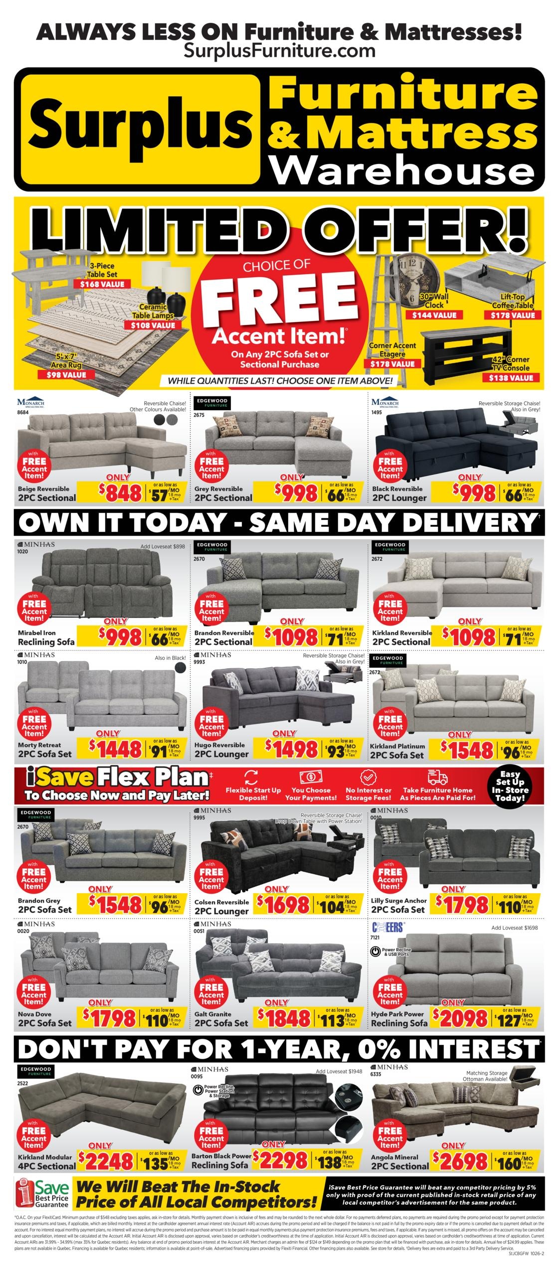 Surplus Furniture & Mattress Warehouse flyer page 1