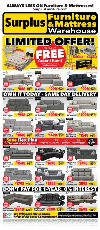 Surplus Furniture & Mattress Warehouse Limited Offer