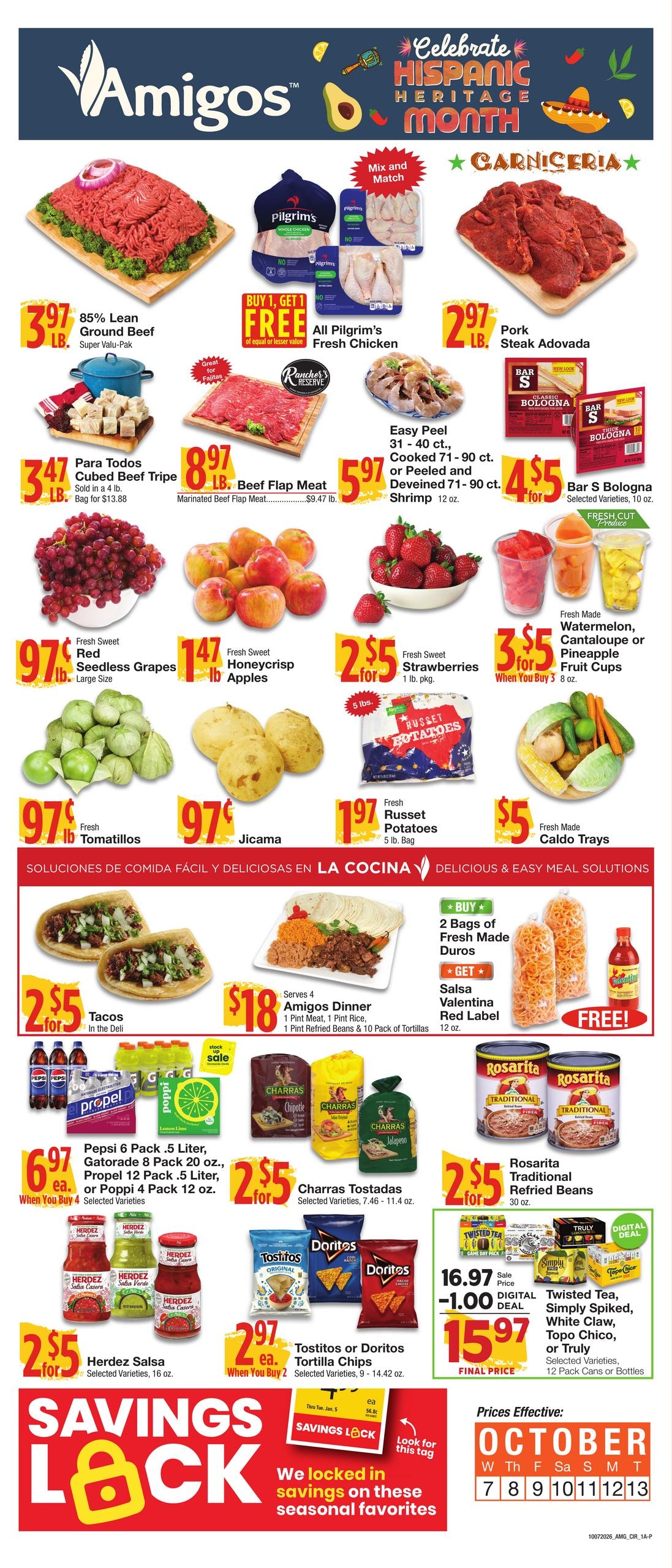 Amigos United weekly ad page 1
