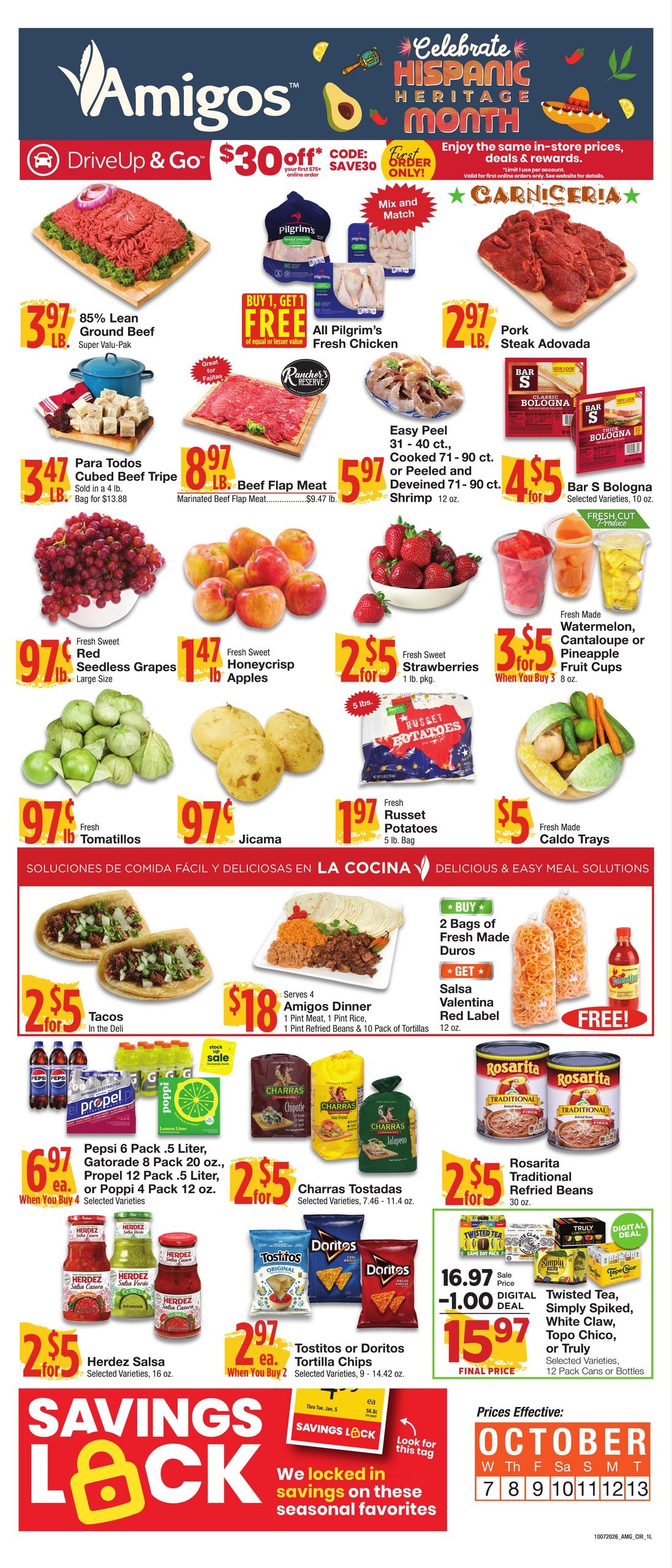 Amigos United weekly ad page 1