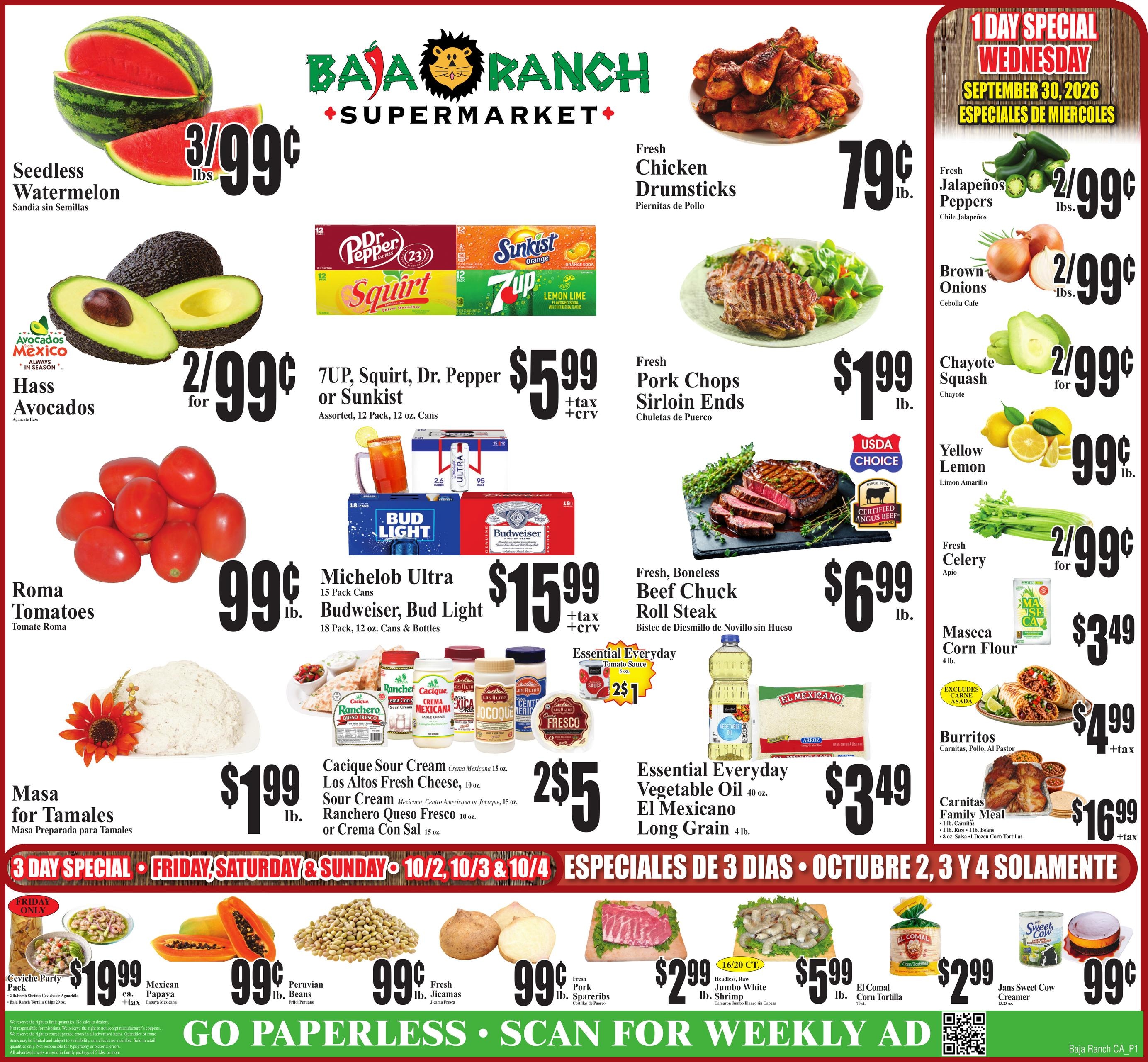 Baja Ranch Supermarket weekly ad page 1