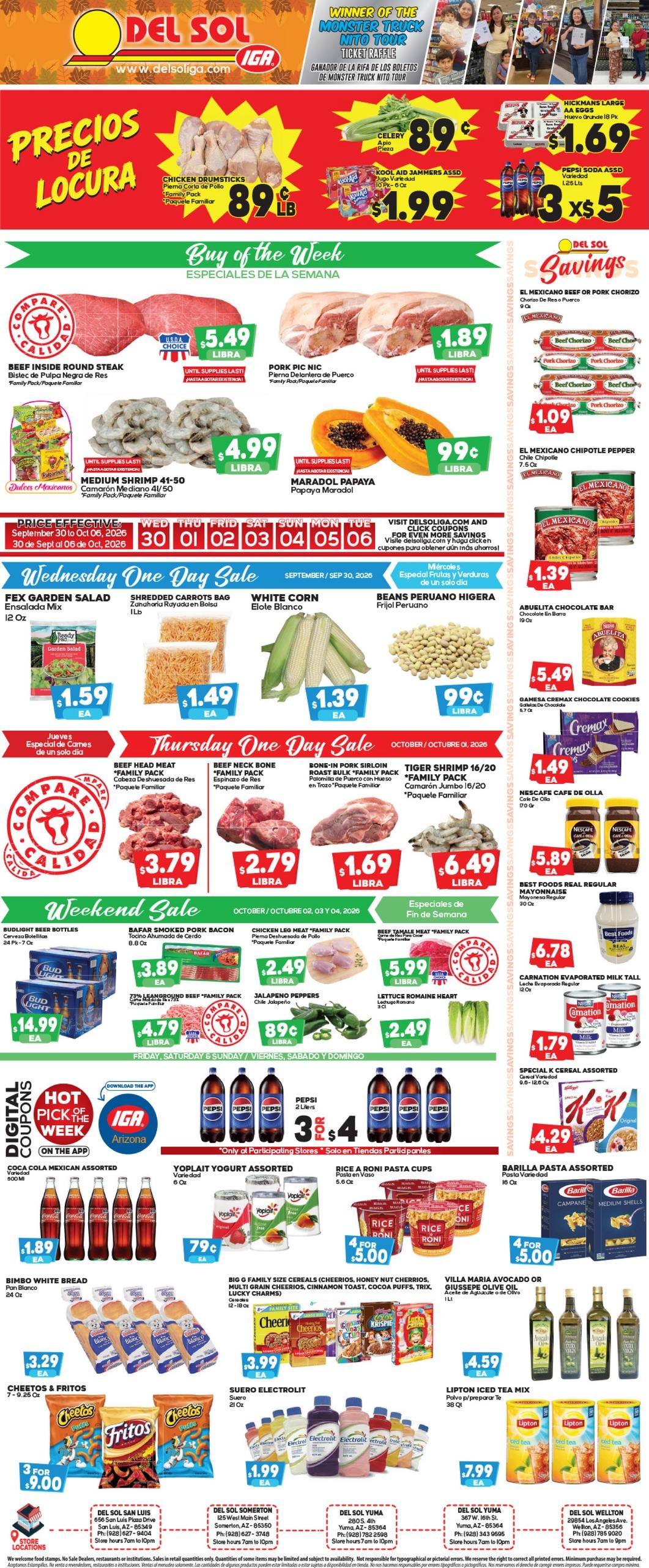 Del Sol IGA weekly ad page 1