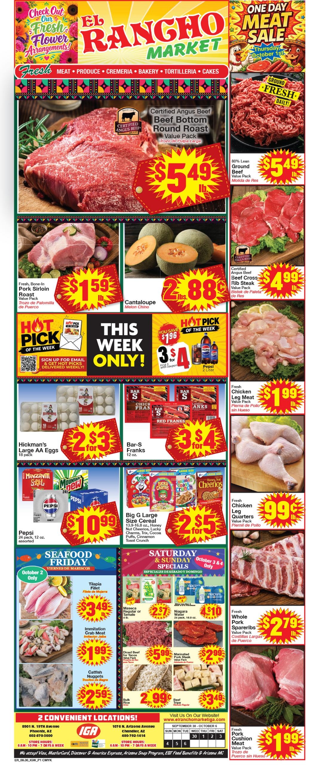 El Rancho Market weekly ad page 1