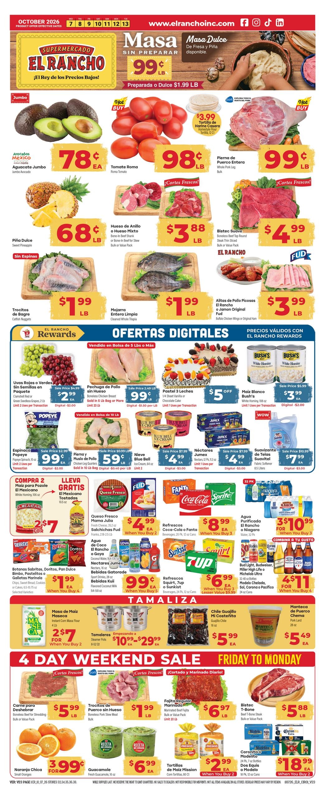 El Rancho Supermercado weekly ad page 1