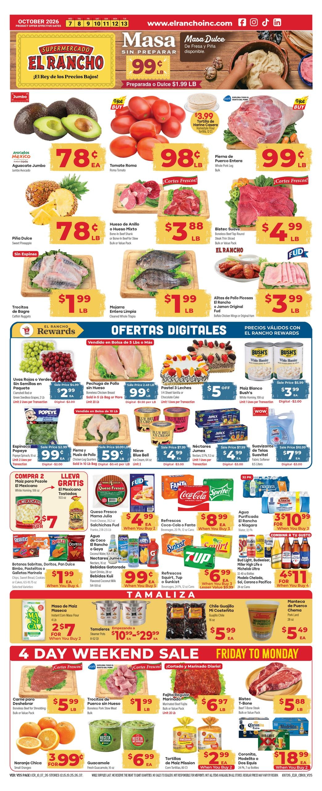 El Rancho Supermercado weekly ad page 1