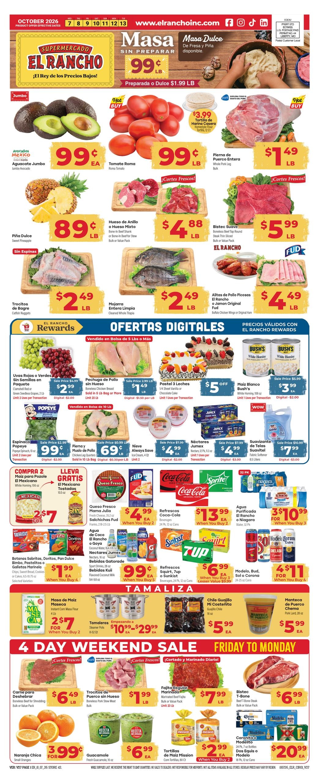 El Rancho Supermercado weekly ad page 1