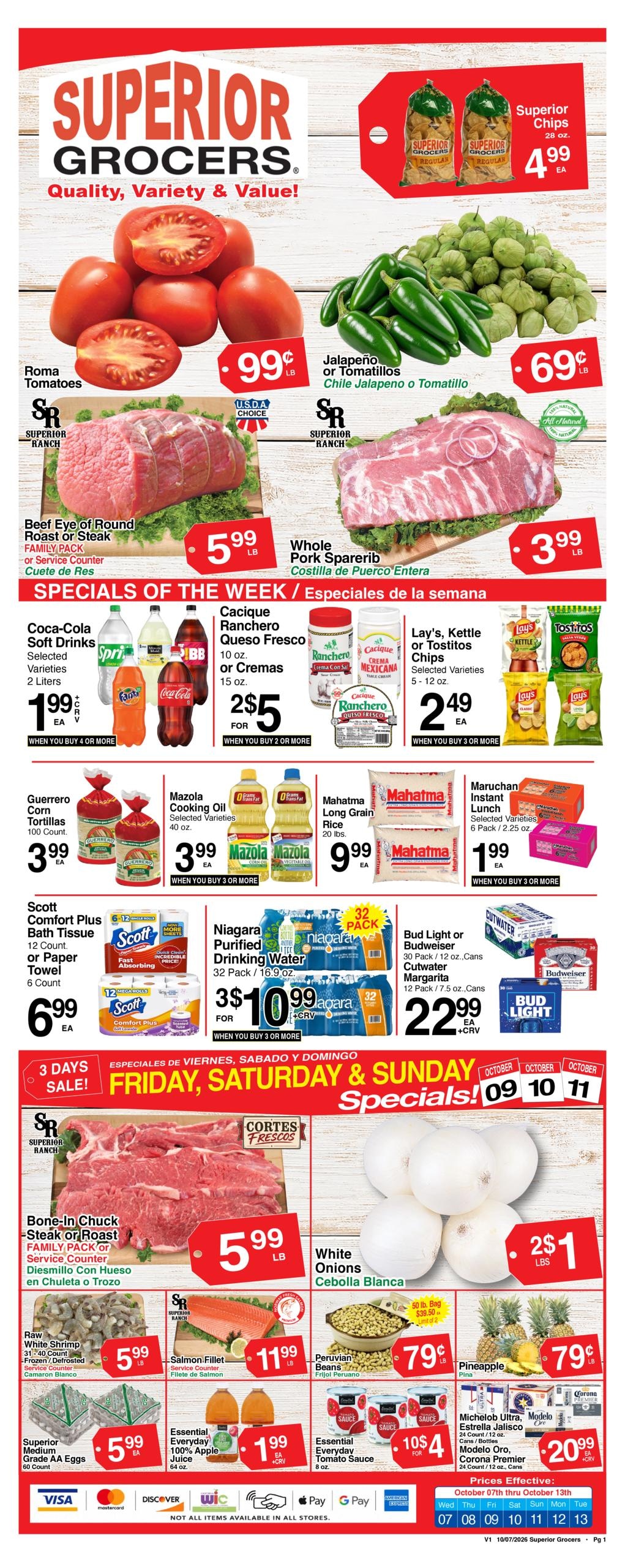 Superior Grocers weekly ad page 1