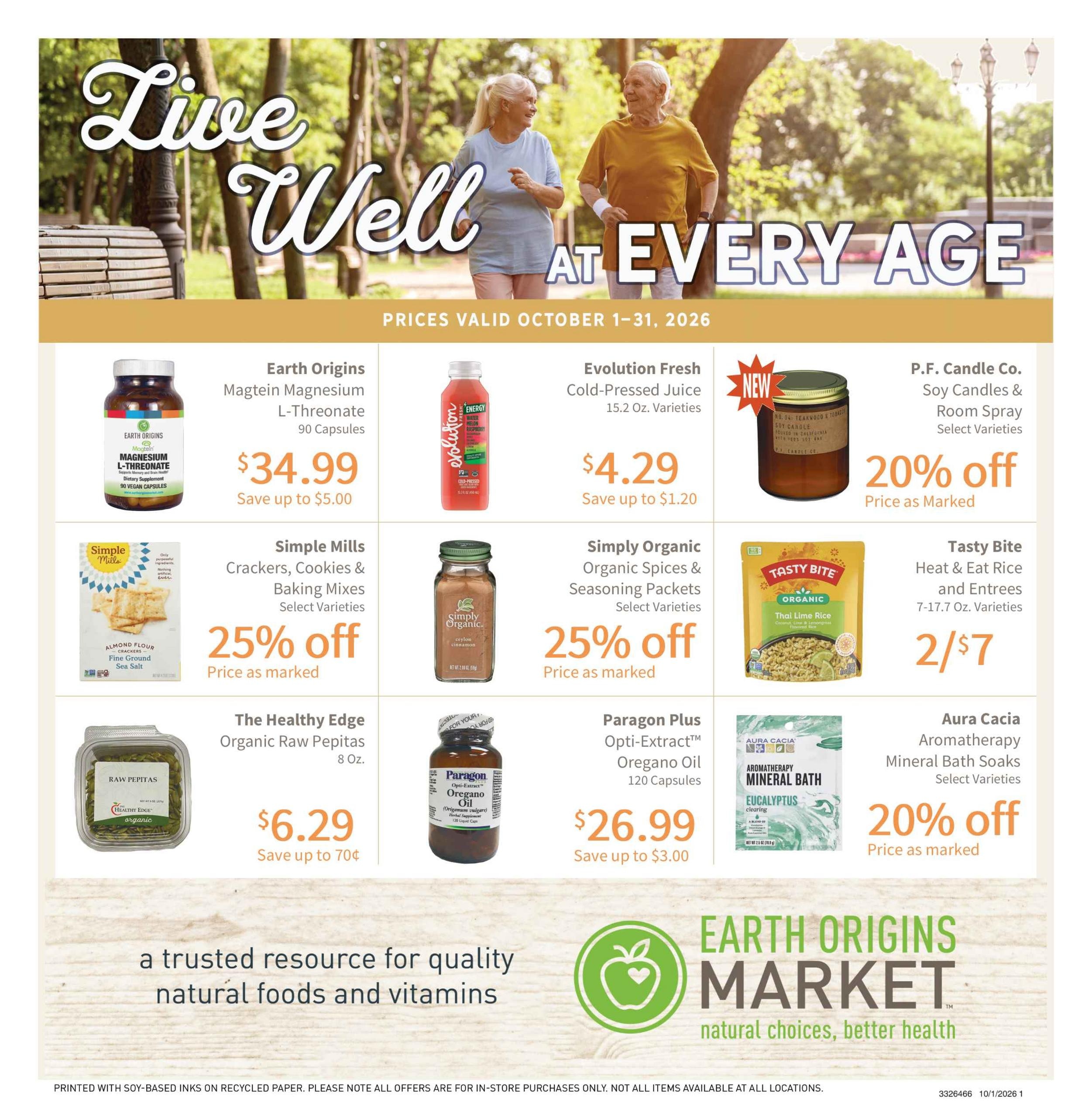 Earth Origins weekly ad page 1