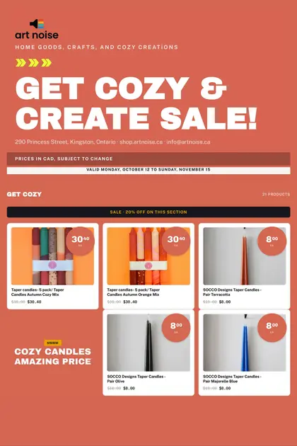 Art Noise GET COZY & CREATE SALE!