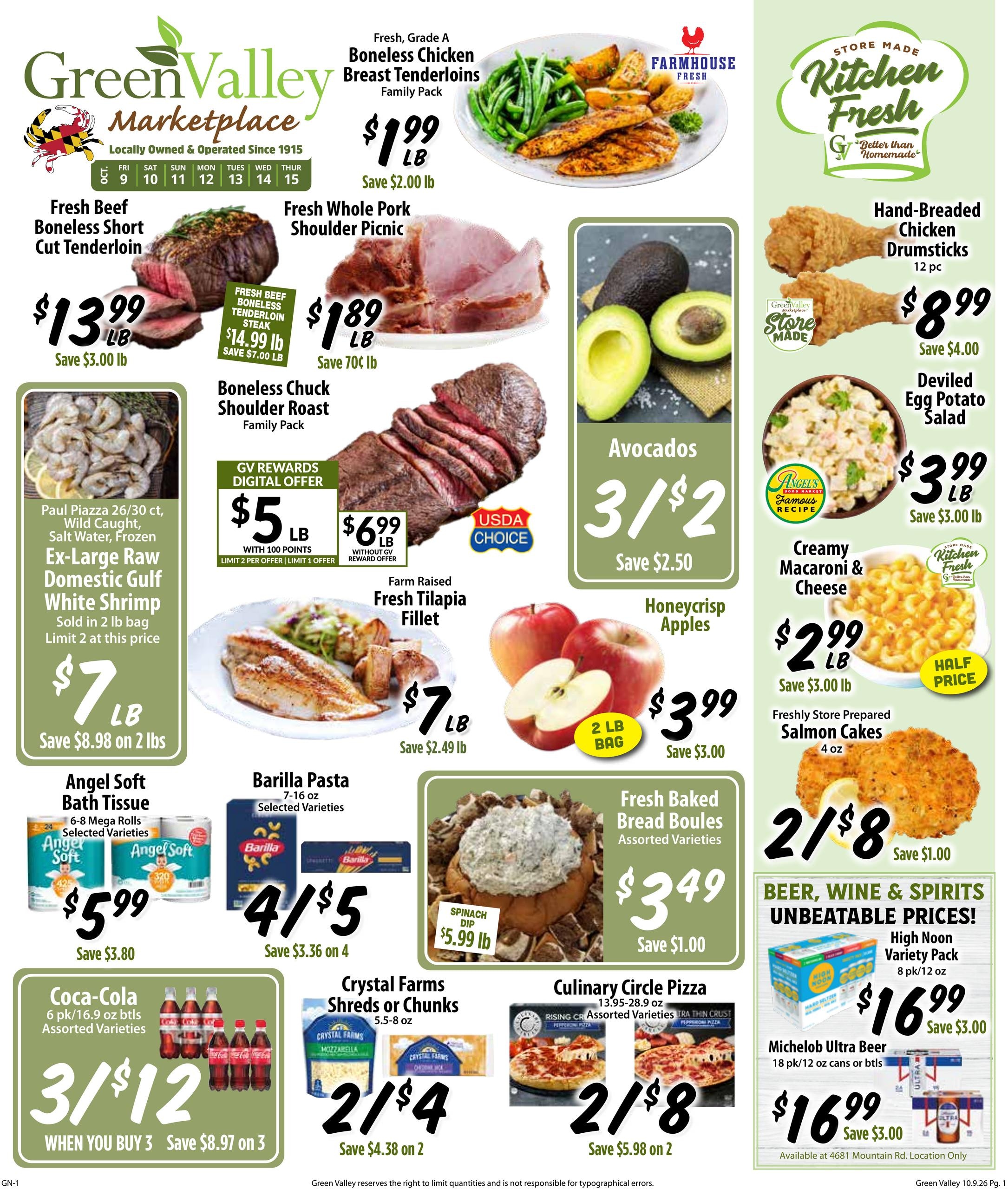 Green Valley Marketplace weekly ad page 1