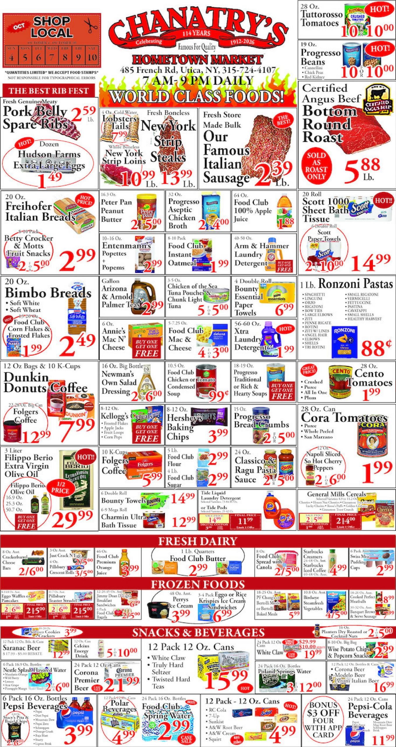Chanatry's Hometown Market weekly ad page 1