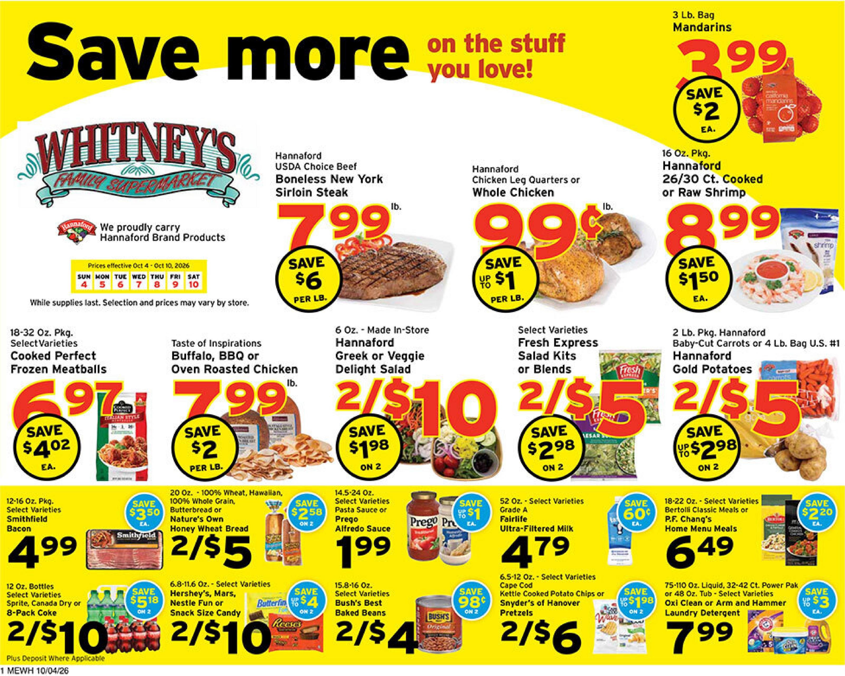 Whitney's Family Supermarket weekly ad page 1