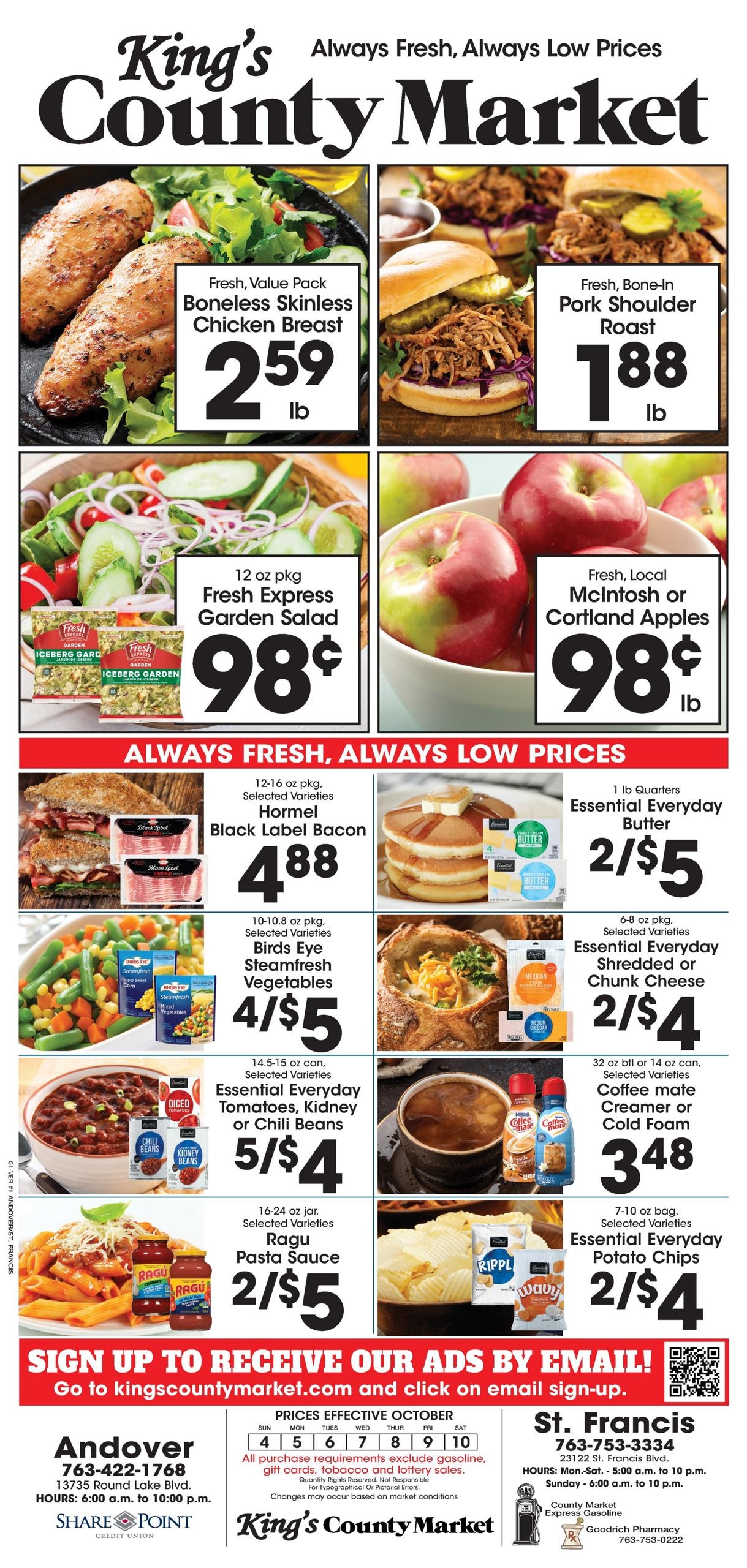 King's County Market weekly ad page 1