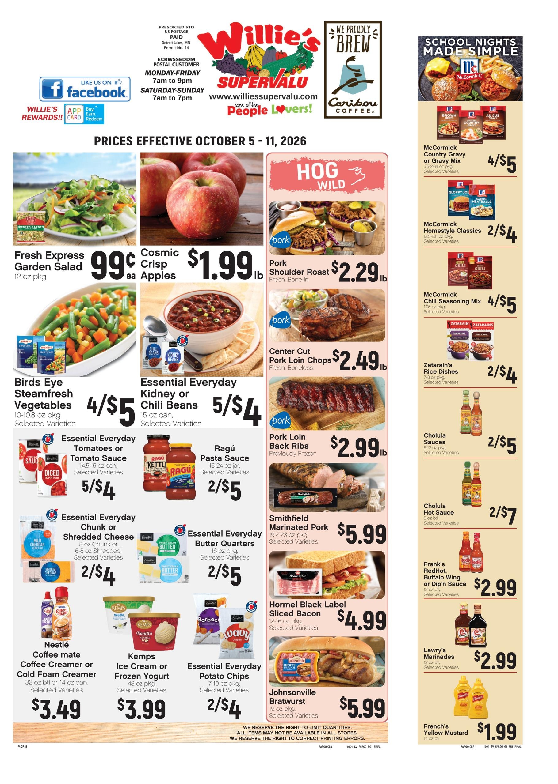 Willy's Supervalu weekly ad page 1