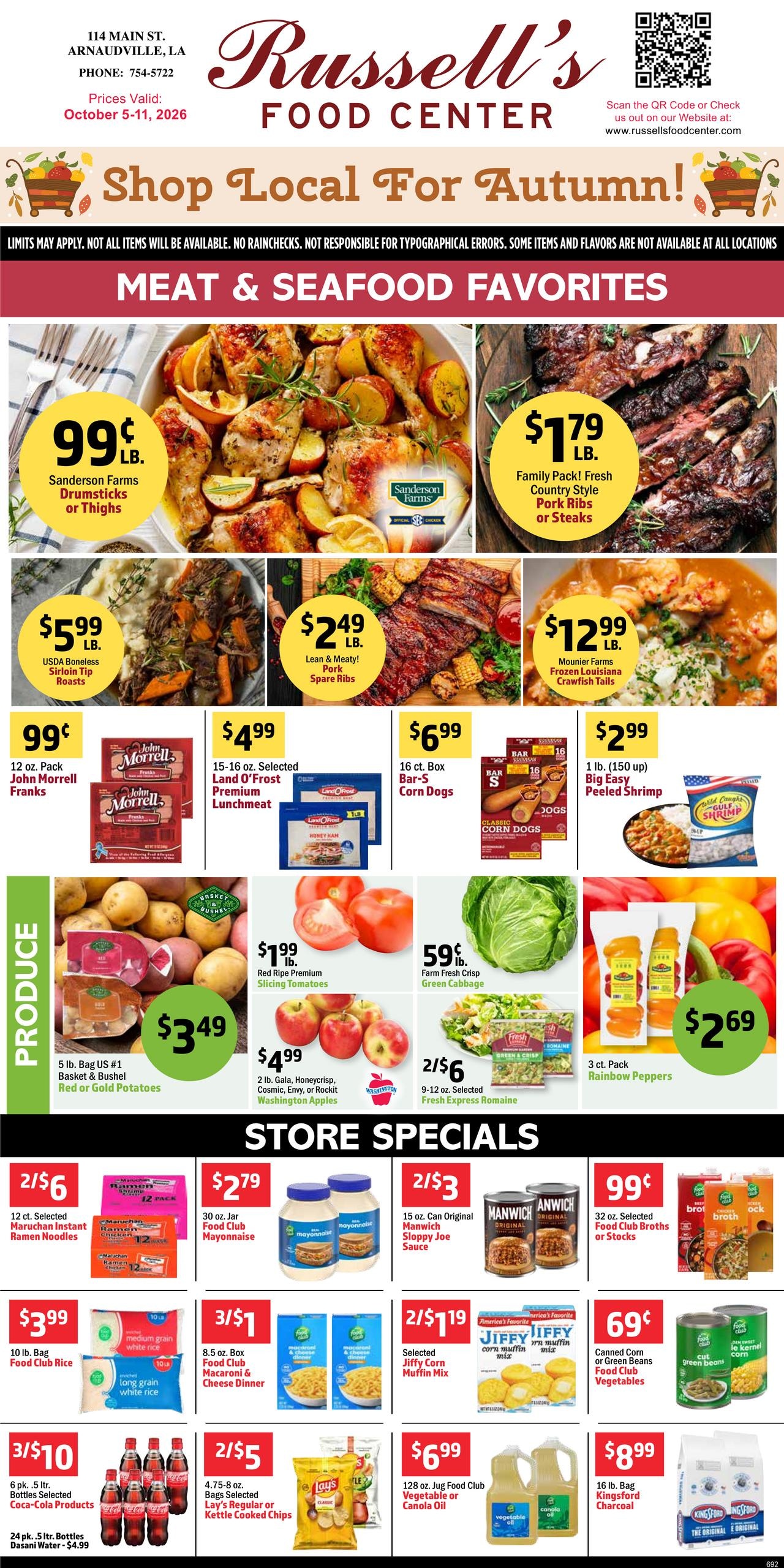Russell's Food Center weekly ad page 1